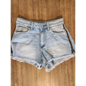 Forever 21 Side Zipper Shorts Jean Distressed Size US 26‎ Rare Style Boho Fun
